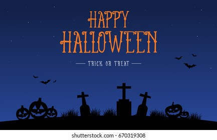 Happy Halloween card with grave vector illustration