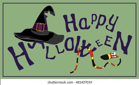 happy halloween card with with had