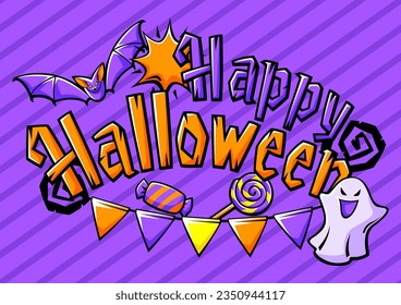 Happy Halloween card. Holiday background with celebration items.