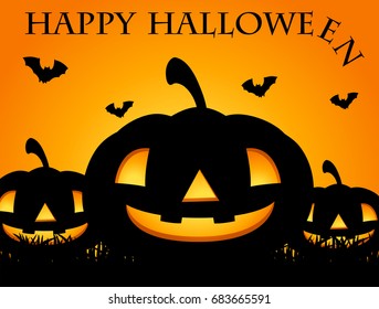 Happy Halloween card with jack-o-lantern illustration