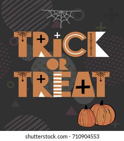Happy halloween card with memphis style. Editable vector illustration