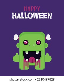 Happy Halloween Card with a Monster Bone
