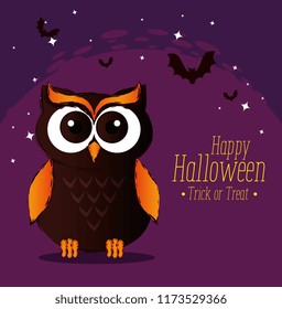 happy halloween card with owl