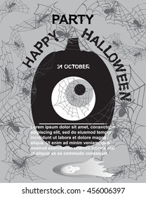 Happy Halloween card. Happy Halloween Poster with Halloween  Pumpkin . Vector illustration. Pumpkin,ghost,eye and other Halloween themed items. 