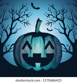 happy halloween card with pumpkin