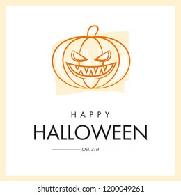 Happy Halloween card with pumpkin. Vector illustration, eps 10