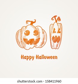 Happy Halloween card with pumpkin, vector