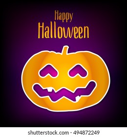 Happy Halloween card with pumpkin. Vector background.