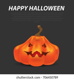 Happy Halloween card with pumpkin. Vector illustraton