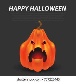 Happy Halloween card with pumpkin. Vector illustraton