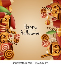 Happy halloween card pumpkins