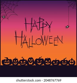 happy halloween card, pumpkins silhouettes