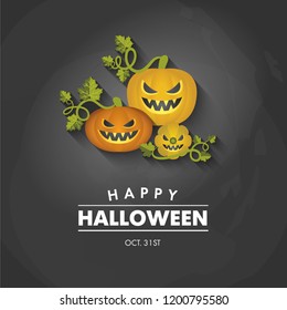 Happy Halloween card with pumpkins. Vector illustration, eps 10