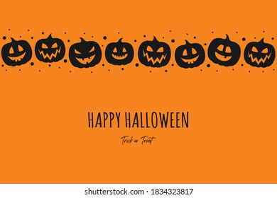 Happy Halloween. Card with scary pumpkins and greetings. Vector