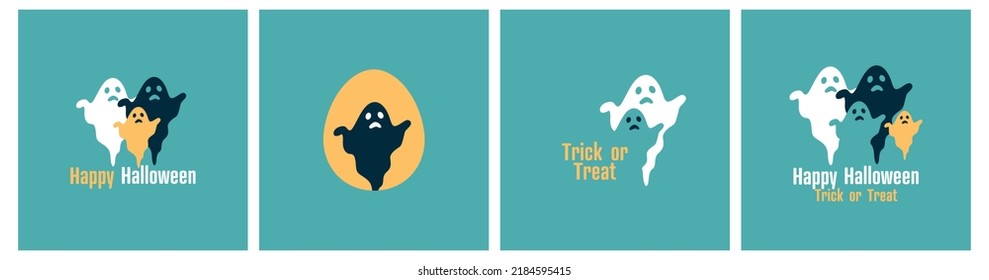 Happy Halloween card set. Modern minimal design.