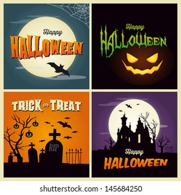 Happy halloween card. Set of vector design elements.