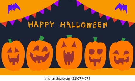 Happy Halloween card simple handwritten style vector illustration