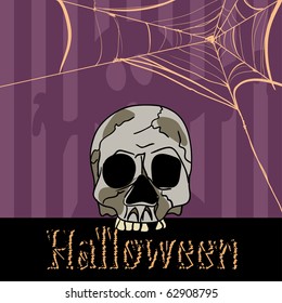 happy halloween card with skull