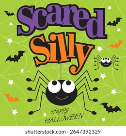 Happy Halloween card with spider and lettering