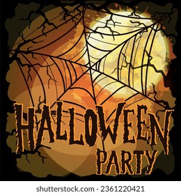 Happy Halloween card. Spooky banner. Vector illustration. Flyer or invitation template for Halloween party.