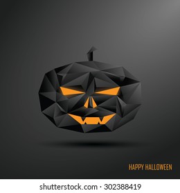 Happy halloween card template. 3d Low polygonal design pumpkin. Dark horror style. Eps10 vector illustration.