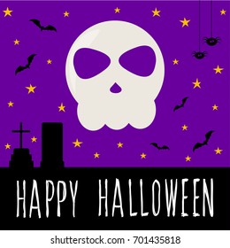 Happy halloween card template. Abstract halloween pattern and handwritten happy halloween quote for design card, party invitation, poster, album, menu, t shirt, bag print etc.