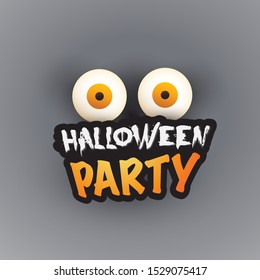 Happy Halloween Card Template - Creepy Face with Pop Out Eyes - Vector Illustration