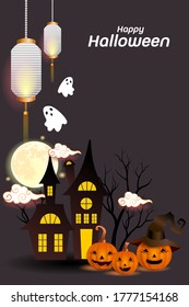 Happy halloween card template design. Vector illustration