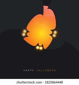 Happy Halloween Card Template with Flying Bats and Full Moon in the Darkness