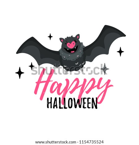 happy halloween card template flying bat stock vector royalty free
