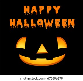 Happy halloween card template with jack-o-lantern illustration