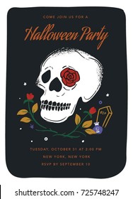Happy Halloween Card Template with Skull