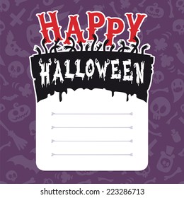 Happy Halloween Card with Text Box. Editable pattern in swatches.