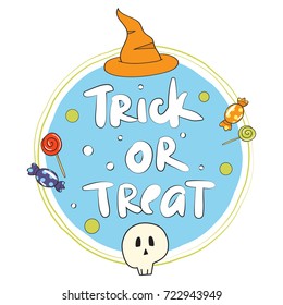 Happy Halloween card with Trick or Treat Inscription