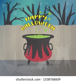 Happy halloween card with a - Vector illustration