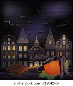 Happy Halloween card, vector illustration