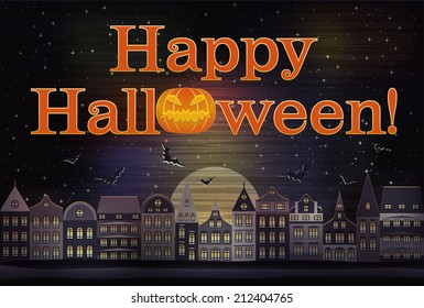 Happy Halloween card, vector illustration