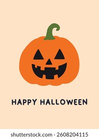 Happy Halloween card vector. Halloween party invitation card, party posters, flyers. Halloween pumpkin Trick or Treat social media post. Spooky ghost. Jack o lantern Halloween clipart.