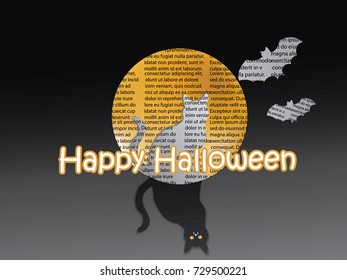 Happy Halloween cards, black cats sitting in front of the moon, a cat and flying bats made of newspaper paper.