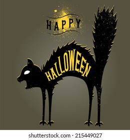 happy halloween card,spooky cat