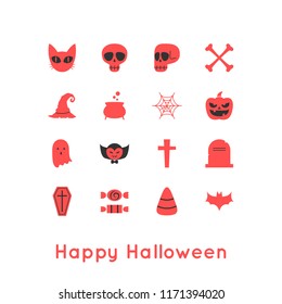 happy halloween card,two tone halloween icons