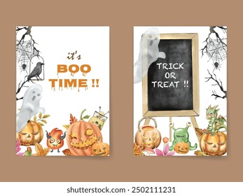 Happy halloween with cartoon character background