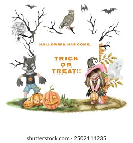 Happy halloween with cartoon character background