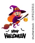 Happy Halloween cartoon character costume witch kid vector