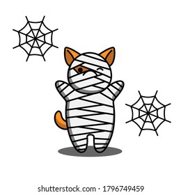 Happy Halloween cartoon dog ghost and cobweb pattern background for banner, poster, greeting card, party invitation. Vector illustration.