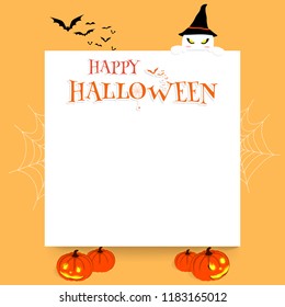 happy halloween cartoon ghost  pumkin background vector  