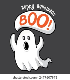 Happy halloween cartoon ghost vector illustration