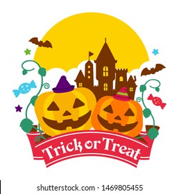 Happy halloween / cartoon pumpkin ( Jack o lantern ) character vector illustration