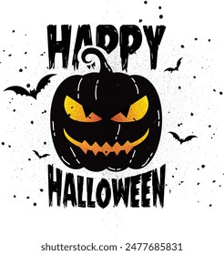 Happy halloween cartoon pumpkin vector illustration