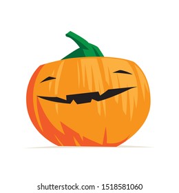 Happy halloween. Cartoon style smiling pumpkin isolated on white background. Vector illustration